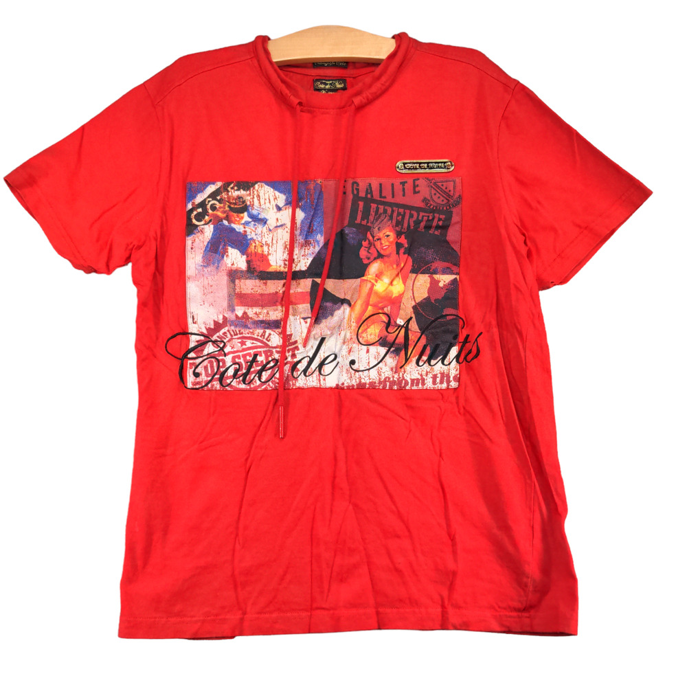 Cote De Nuits Womens Pin-Up Girl T-Shirt Red XL Short Sleeve Crew Neck Cotton